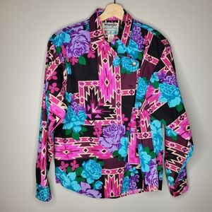 Vintage Wrangler Colorful Blouse Western Apparel